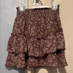 Altar'd State Brown Red Skater Mini Skirt